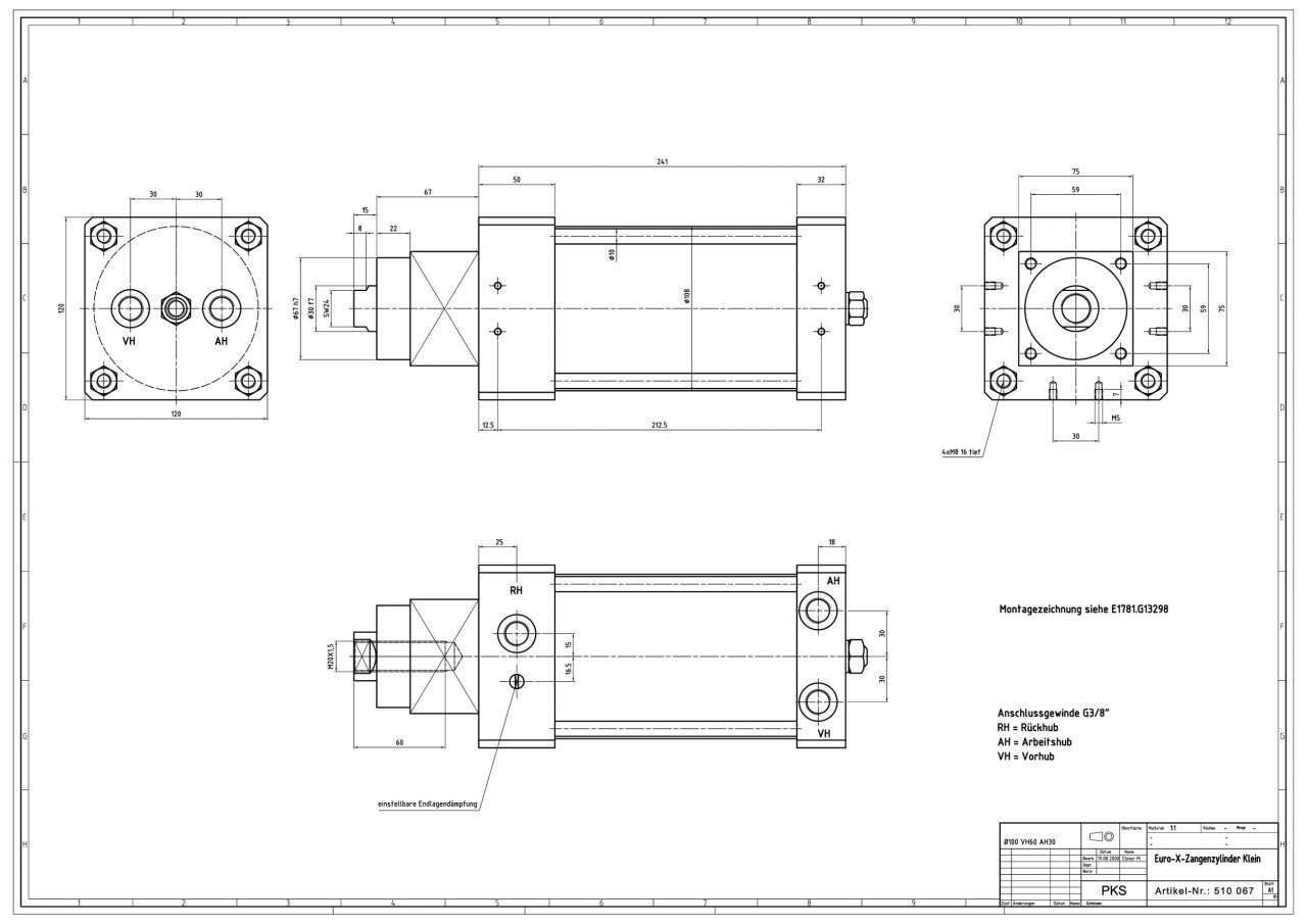Euro-X-Zangenzylinder klein D 100