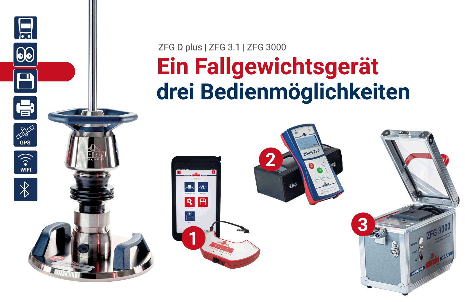 One testing device – three operating options (tablet, app, measuring