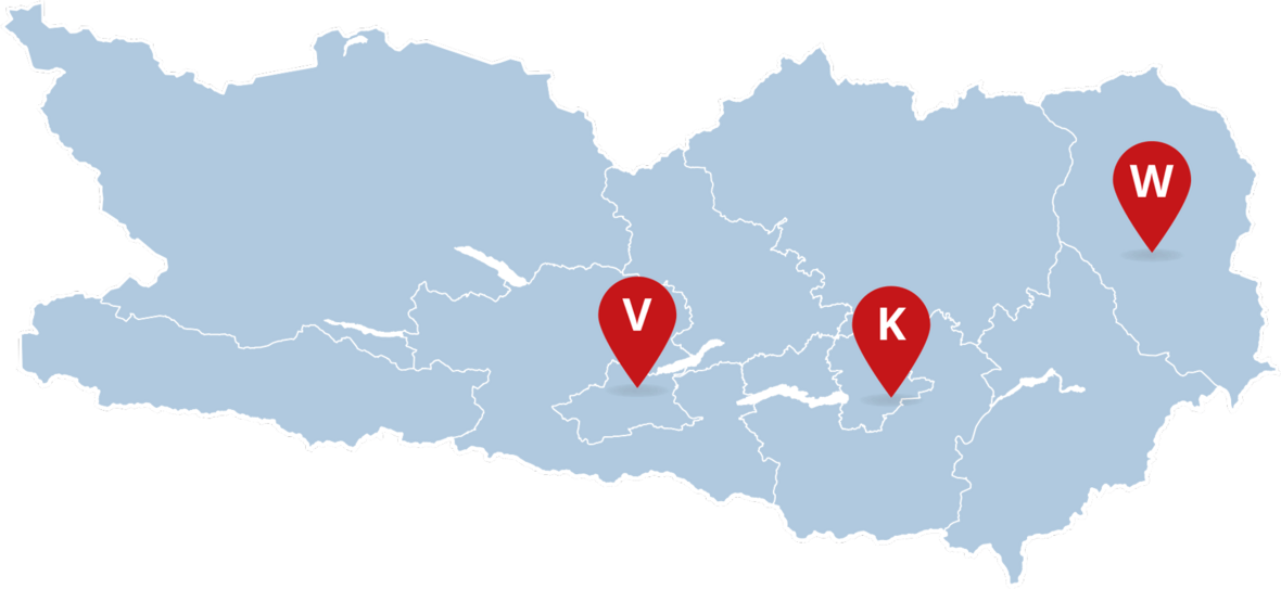 Standortkarte der drei Kärntner Standorte