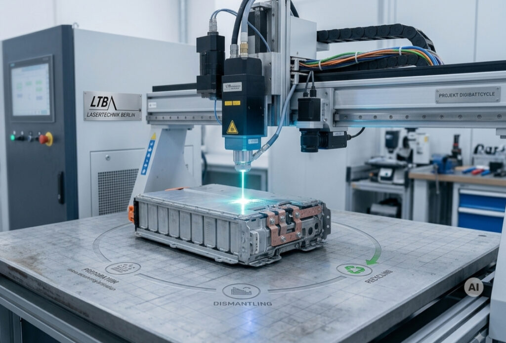 Laserbearbeitung im Projekt DigiBattCycle (zirkuläre Batteriewertschöpfung)