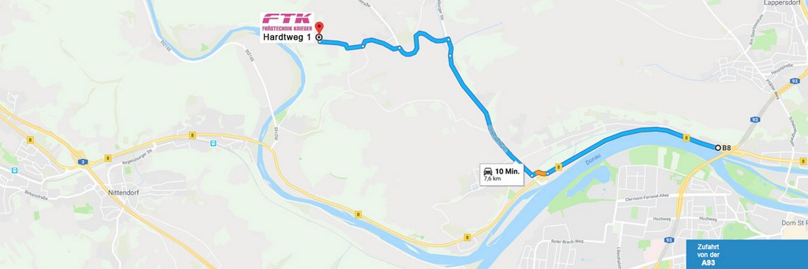 Zufahrt von der A93 (LKW-Anlieferung)