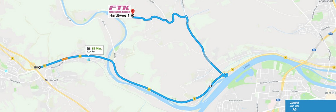 Zufahrt von der A3 (LKW-Anlieferung)