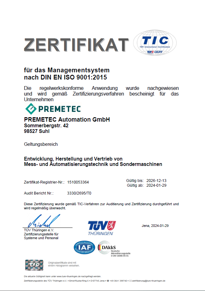 ISO 9001 certificate 2015