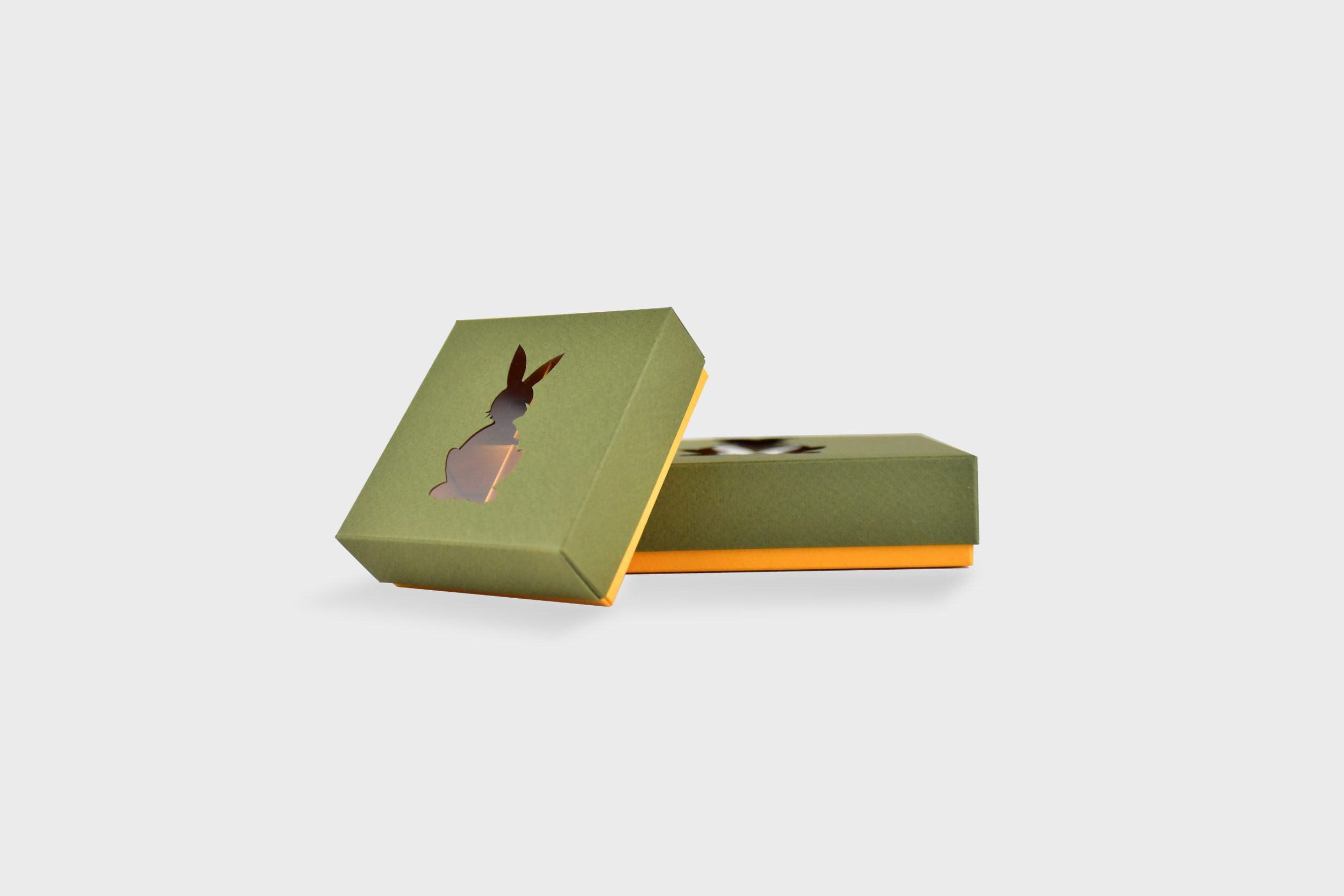 Quadratverpackung mit Hasenmotiv