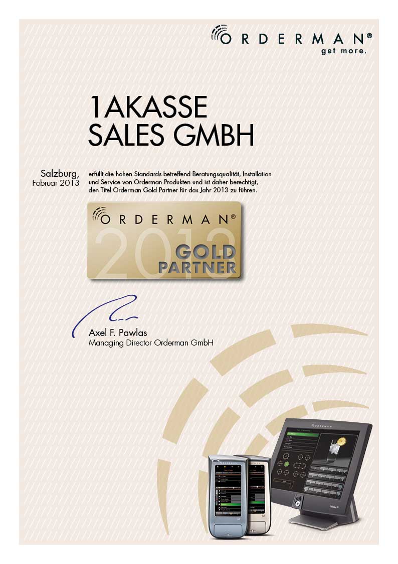 Orderman Premium-Partner-Zertifikat