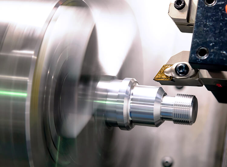 Lathe with workpiece