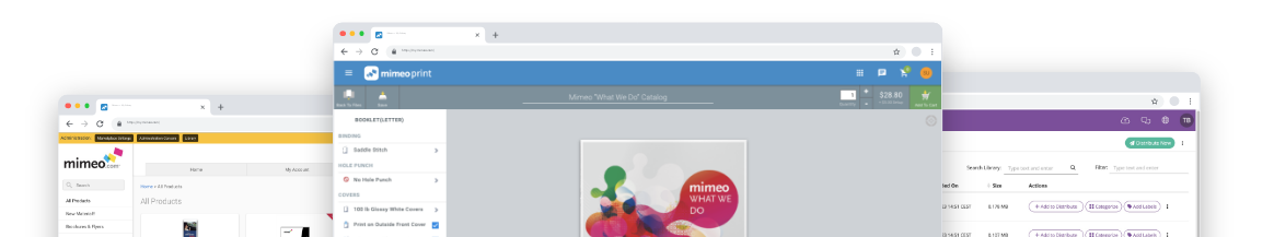 Übersicht der Mimeo-Plattformen