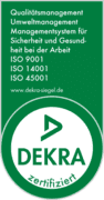 DEKRA-Zertifizierungssiegel für geprüfte Managementsysteme