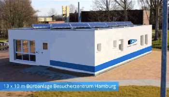 13 x 10 m Büroanlage Besucherzentrum Hamburg