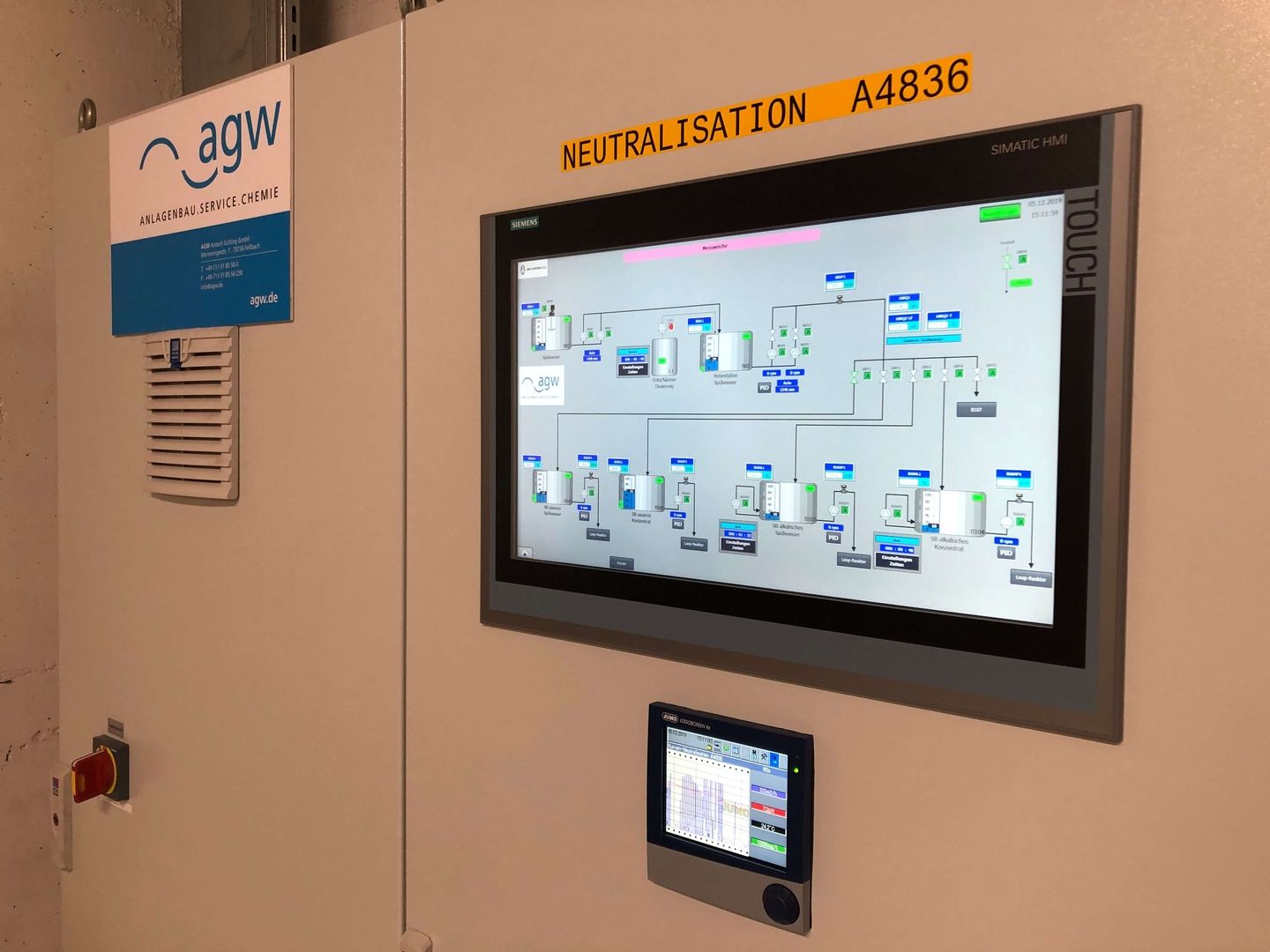 Touchscreen-Display der Anlagensteuerung