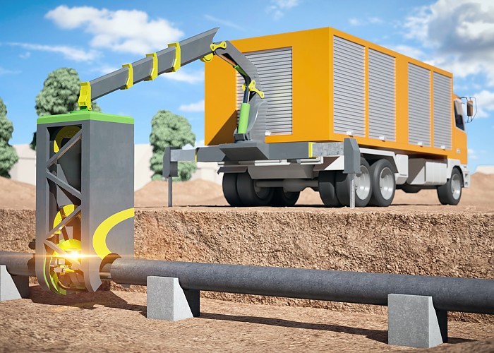 Laser welding system for district heating pipes