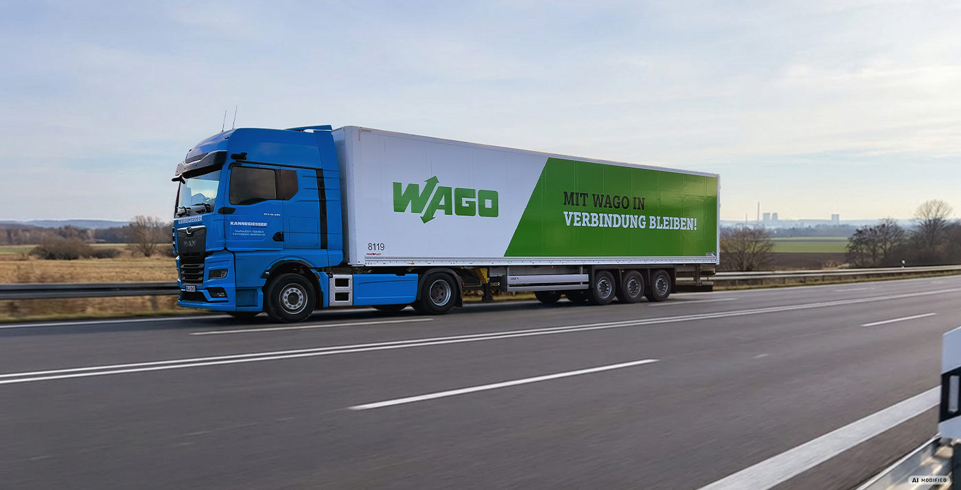 Sattelzug mit WAGO-Auflieger auf der Autobahn