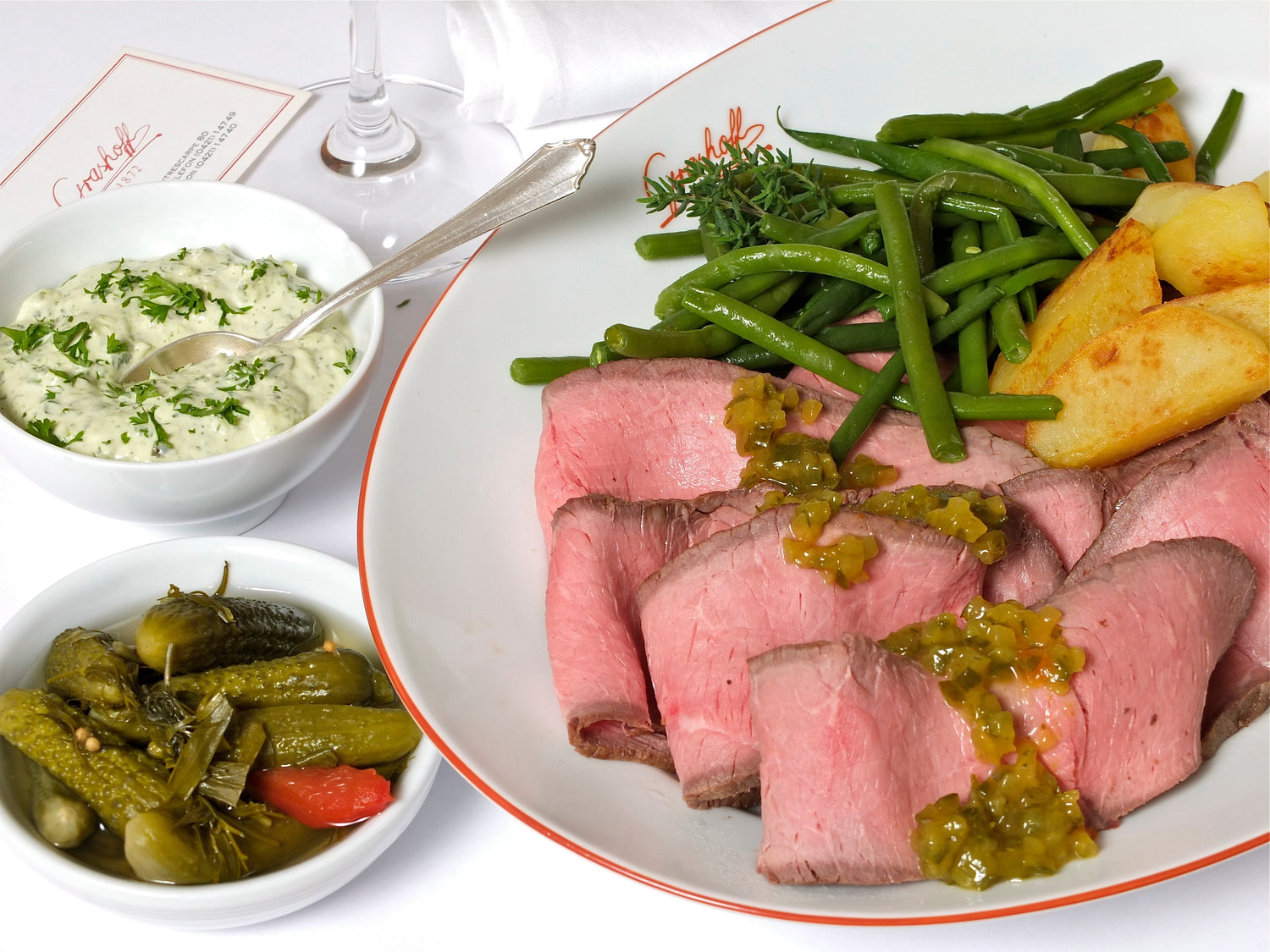 Cucumber relish with roast beef
