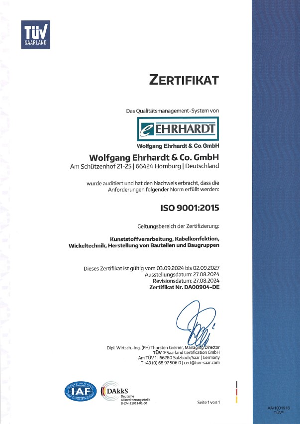ISO 9001:2015 Zertifikat