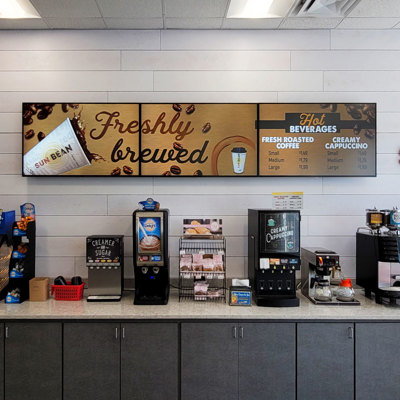 Digital menu boards at a fuel station