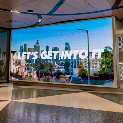 LED video wall in the Intuit Dome lobby