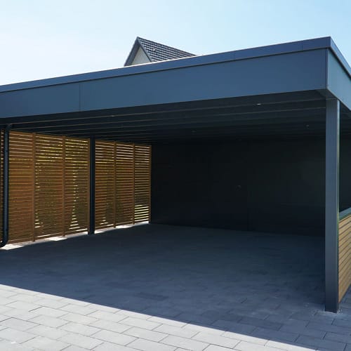 Carport with storage room