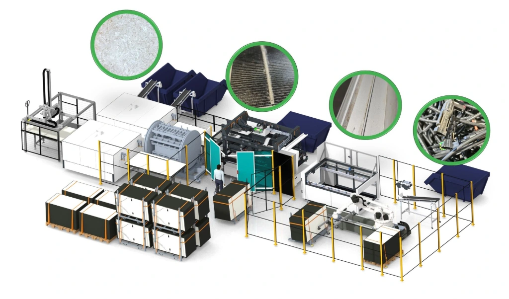 Vollautomatische Recyclinglinie für PV-Module