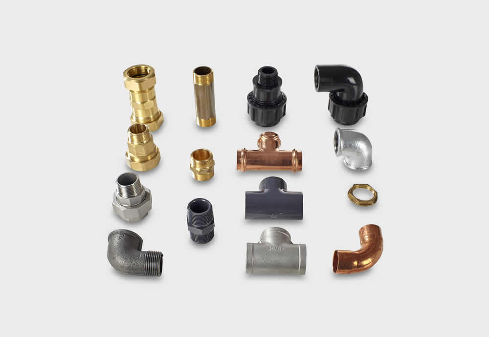 Fittings aus Edelstahl, Messing, Rotguss und Temperguss