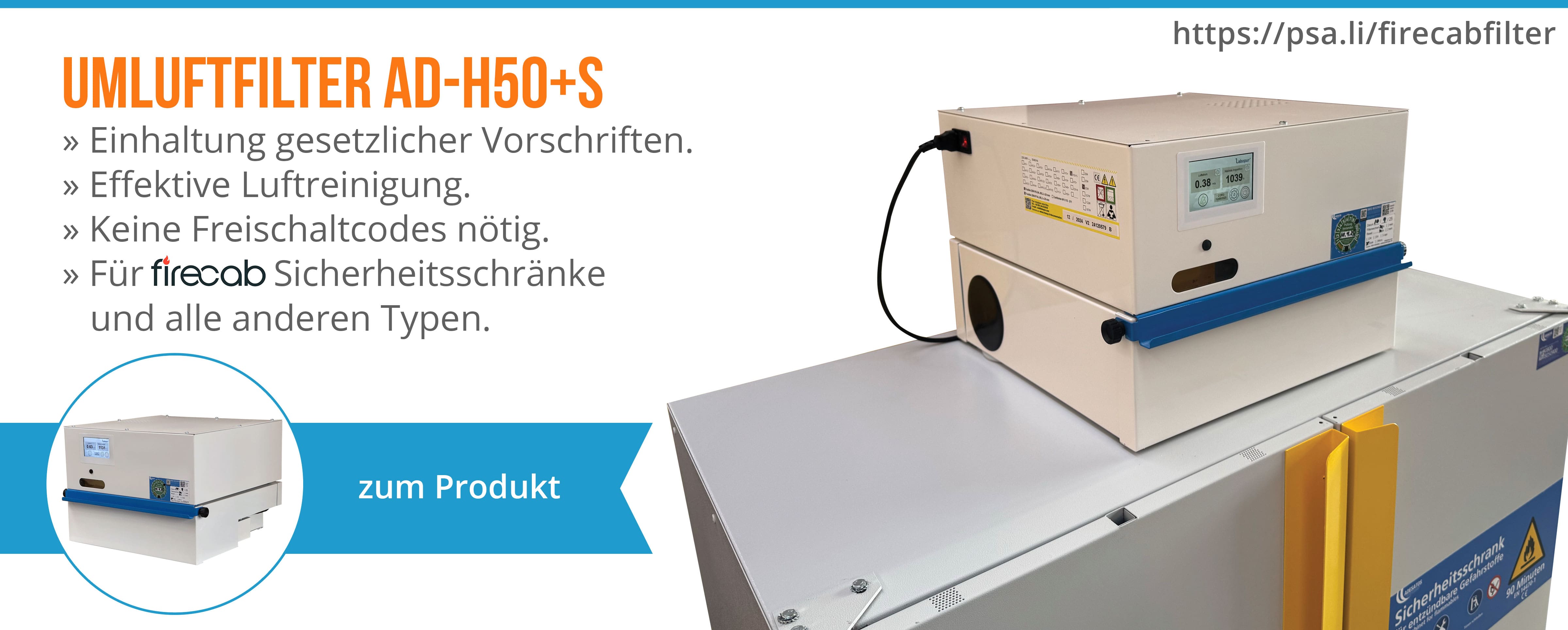 Umluftfilter AHD 50 S für Sicherheitsschränke