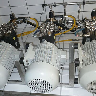 High-pressure cleaning in use