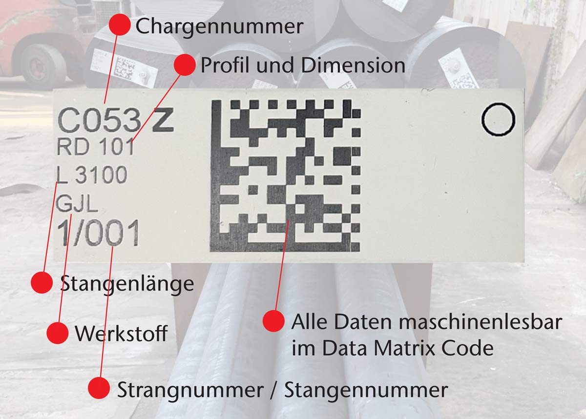 Strangguss-Etiketten mit Data Matrix Code