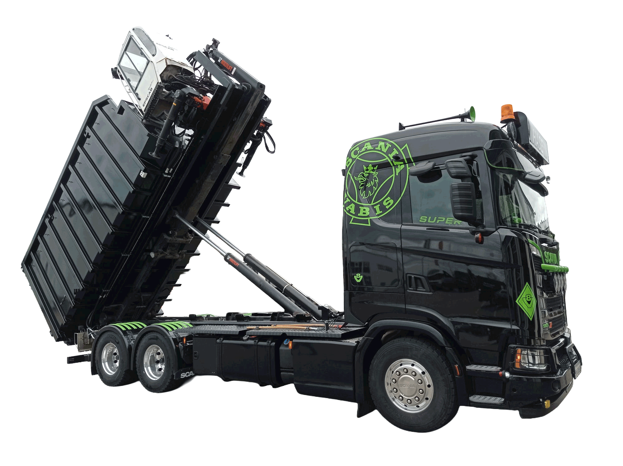 Abroll-Container mit Palfinger M110L, Kran und Schnellwechselsystem