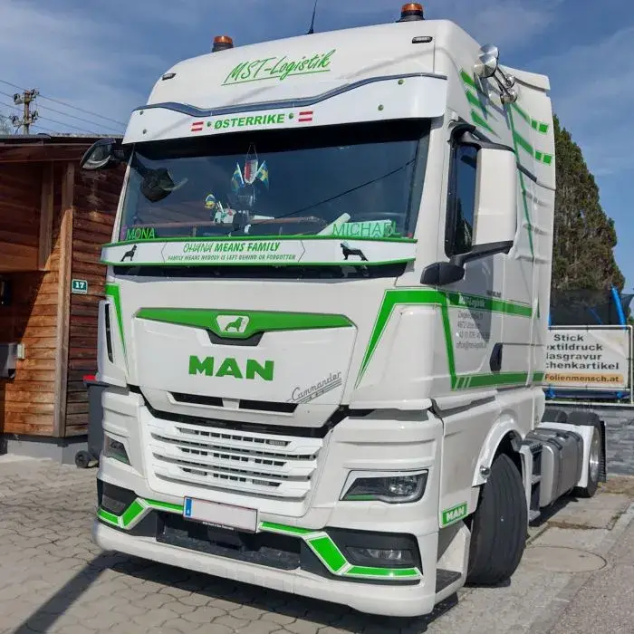 Truck with advertising wrap