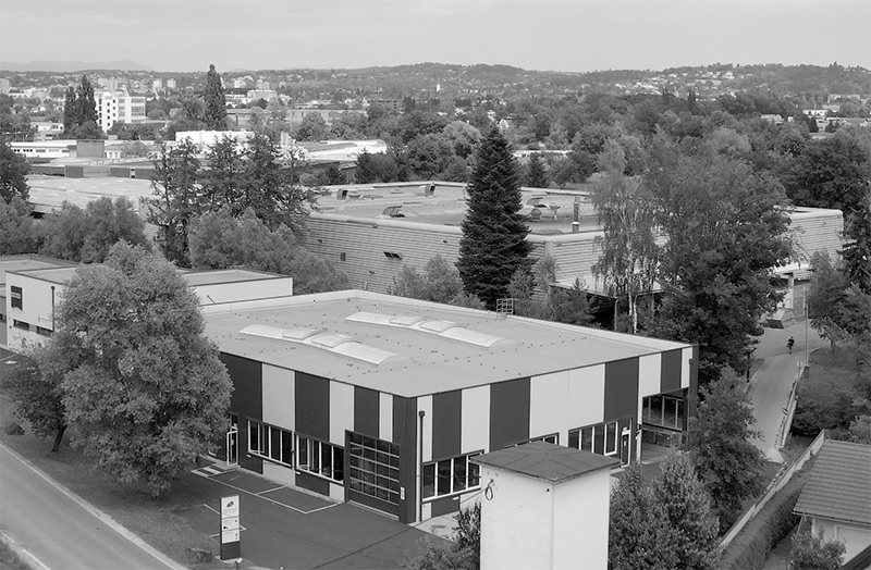 Historische Luftaufnahme des Werks Graz