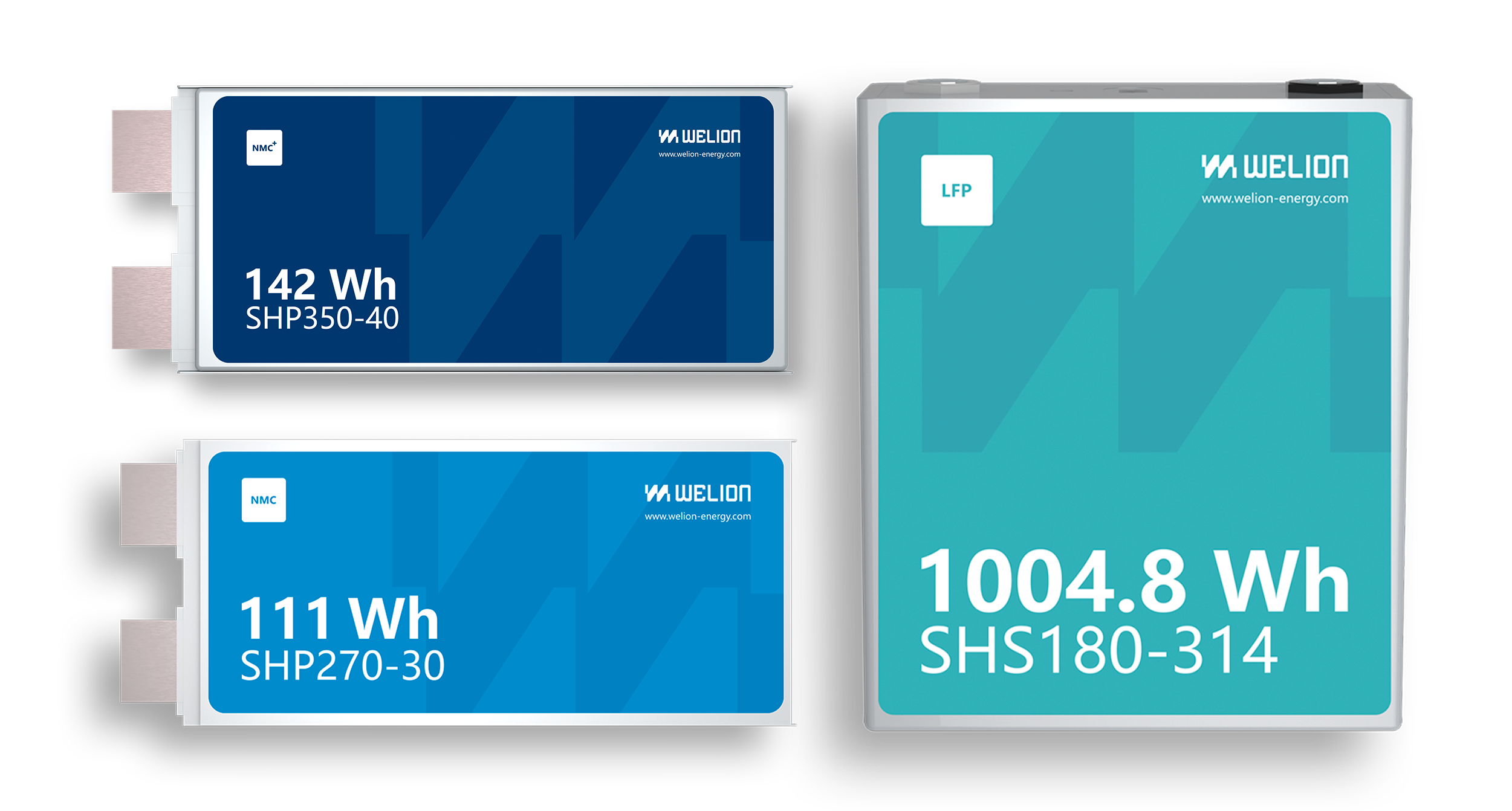 Battery cells (three capacity variants)