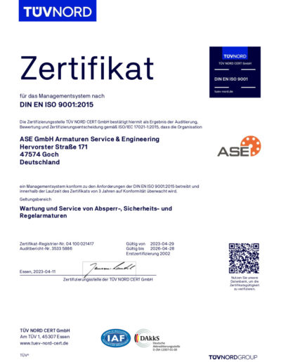 Zertifikat QM WA 23 (ASE GmbH)