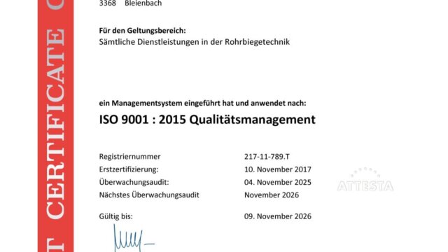 ISO 9001 Zertifizierung