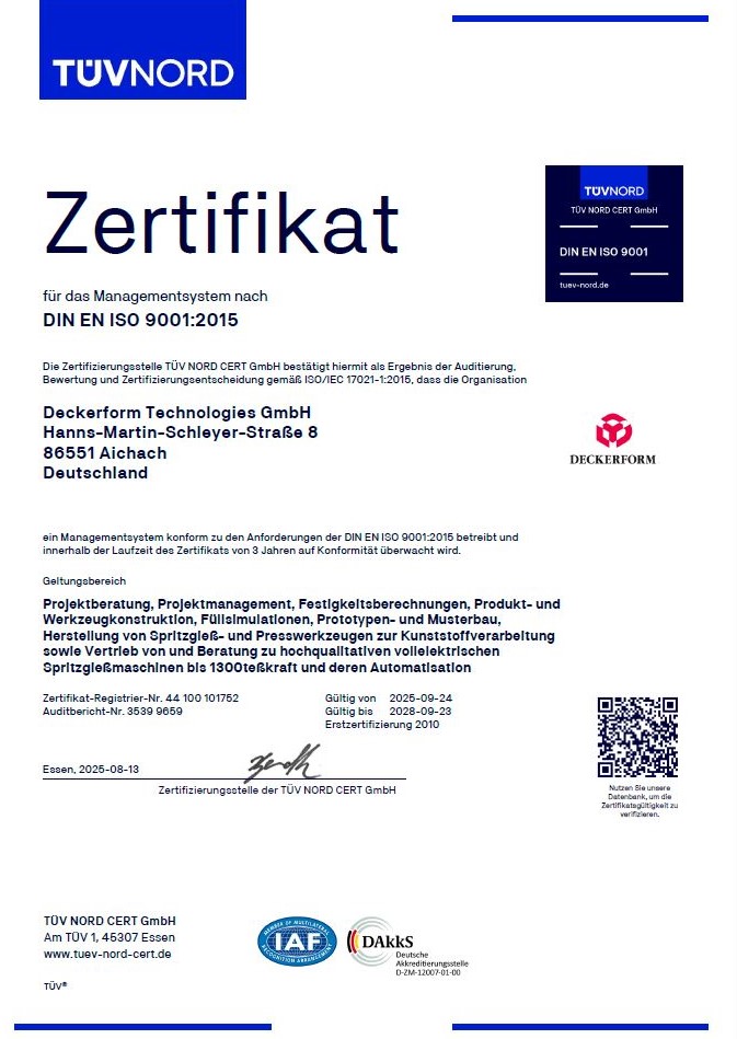 Zertifikat nach DIN EN ISO 9001:2015