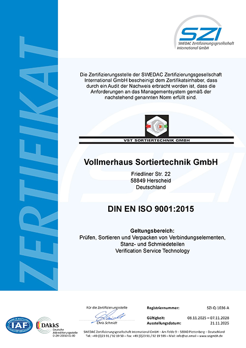 ISO 9001:2015-Zertifikat