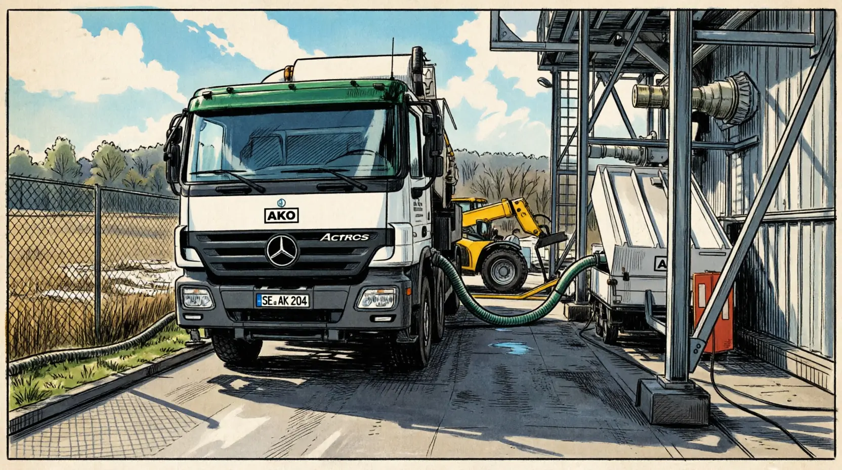 Mobile Saugtechnik an einer Biogasanlage