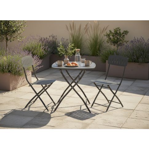 Bistro-Set Bora Bora anthrazit, 2x Stuhl, 1x Tisch