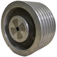 Aluminium power-band pulley with grey cast iron core
