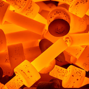 Glühende Metallteile