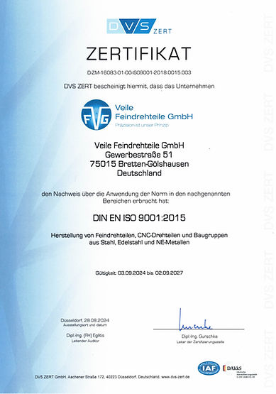 DIN EN ISO 9001:2015 certificate