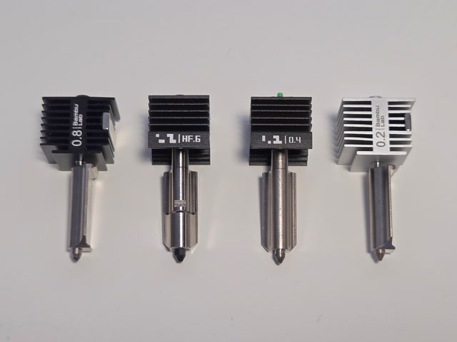 Düsen für den 3D-Druck mit 0,2, 0,4, 0,6 und 0,8 mm Durchmesser