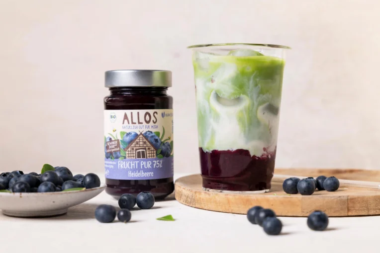 Blueberry Iced Matcha Latte
