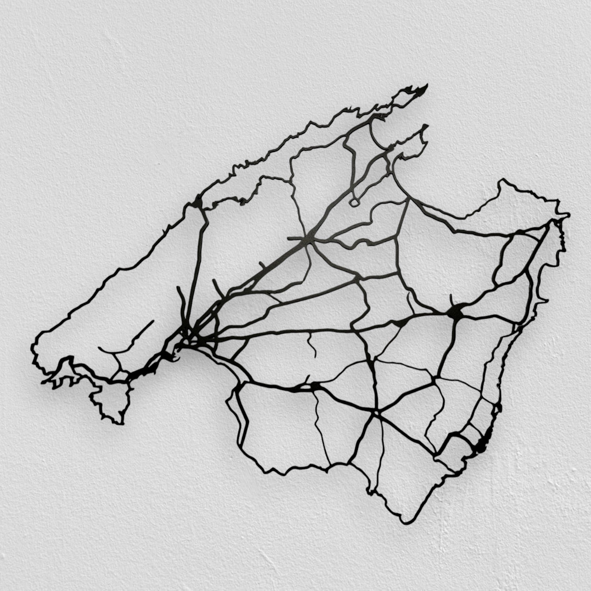 Mallorca Straßennetz, schwarzer Stahl