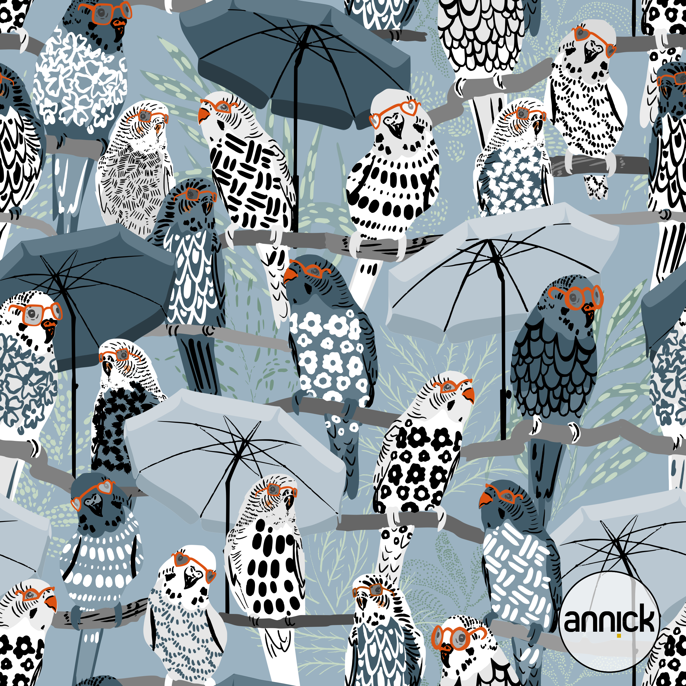 Bio Stoff - Budgie on Vacation Blue