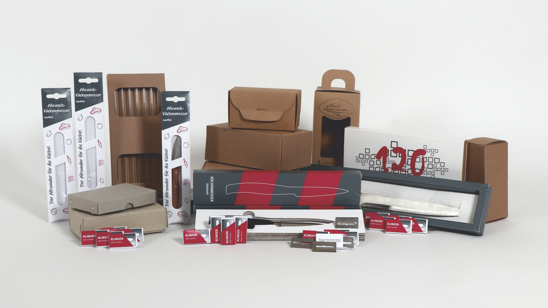 Faltschachteln und Verpackungen in unterschiedlichen Konstruktionen