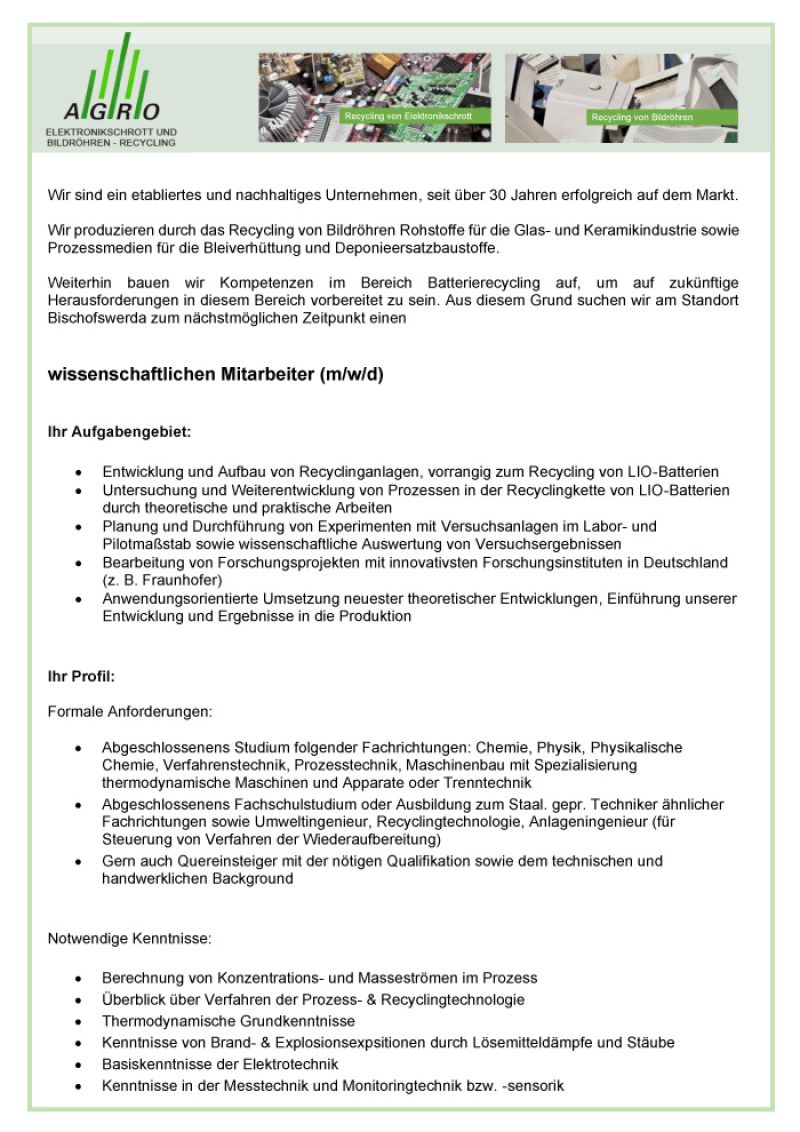 Forschung und Entwicklung im Bereich Batterierecycling