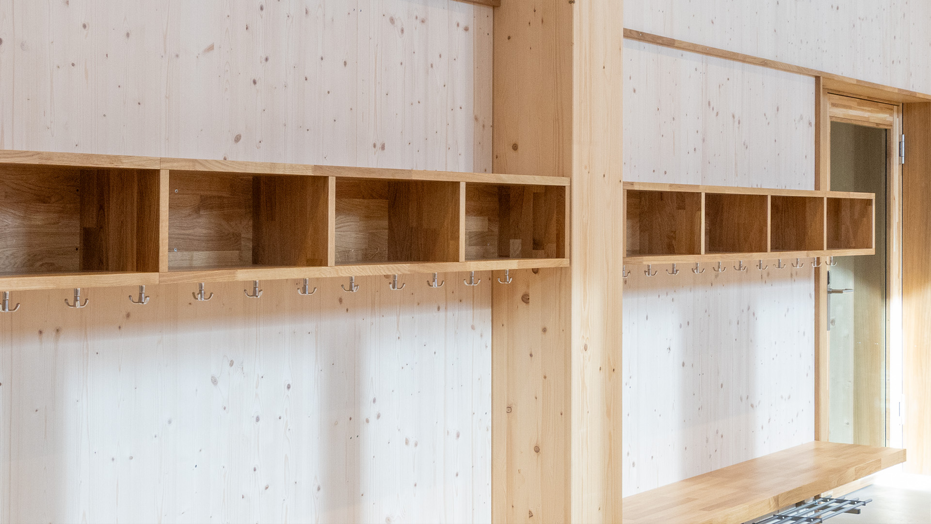 Solid timber stairs with railings