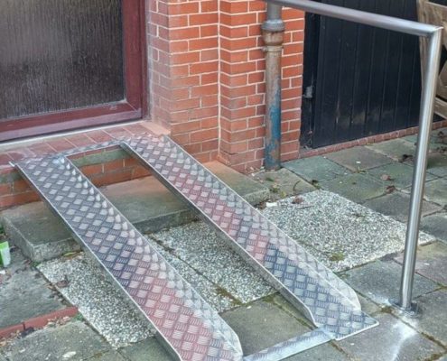 Ramp made of aluminium checker plate