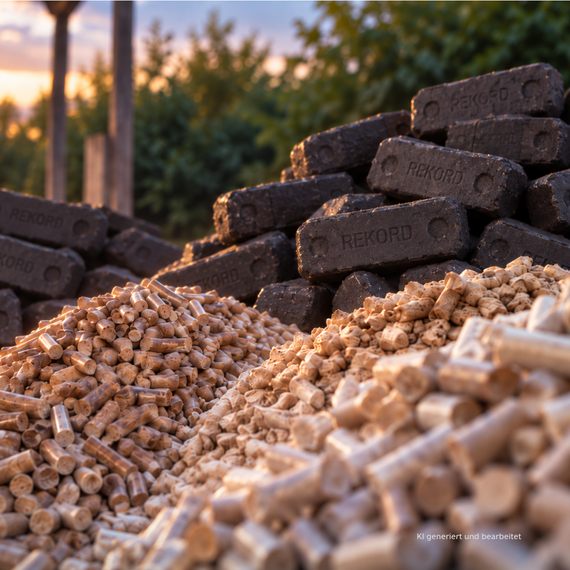 Braunkohlenbriketts und Holzpellets