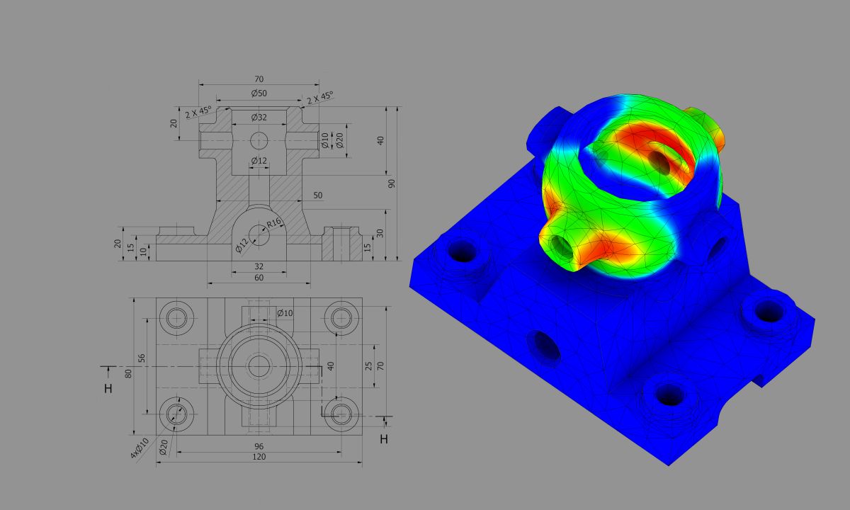 3D FEM analysis of a mechanical component