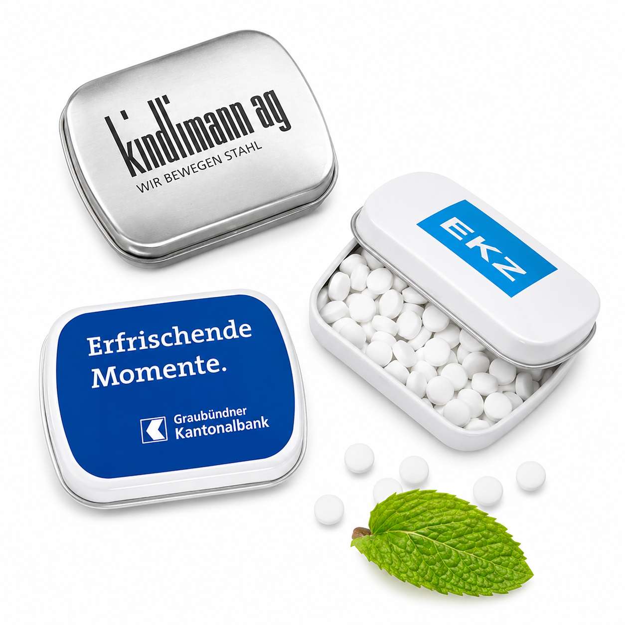 Pfefferminzdosen mit Logo